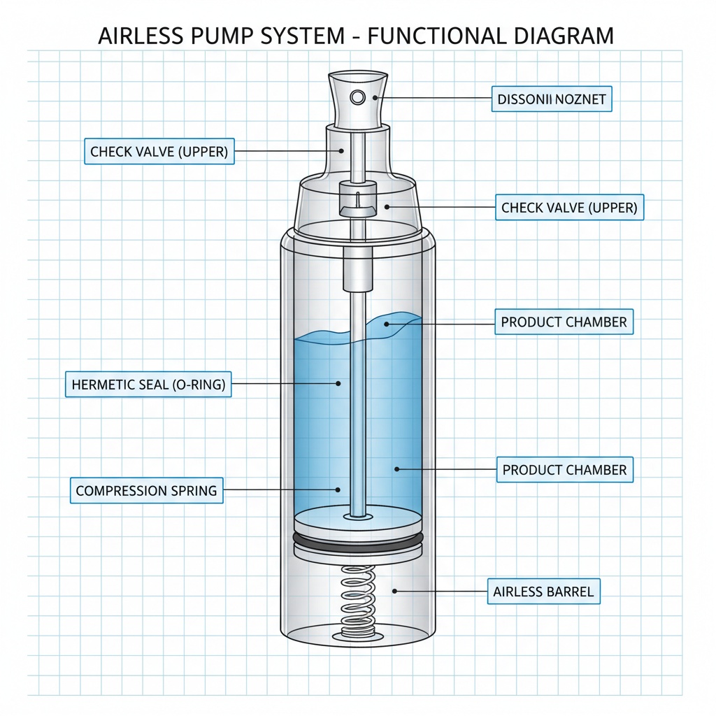 Airless pump mechanism for foundation bottles