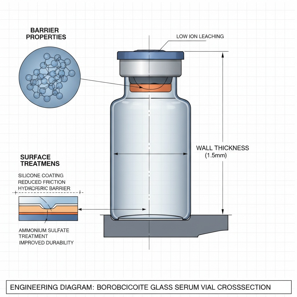 Borosilicate glass vial cross-section